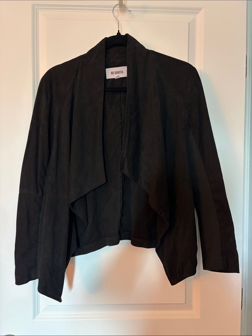 BB Dakota Black Draped Open-Front Blazer Jacket